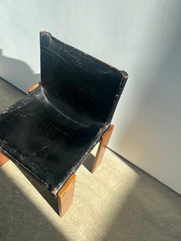 Afra & Tobia Scarpa Monk Black Chair for Molteni, Italy, 1974 In Distressed Condition For Sale In London, GB