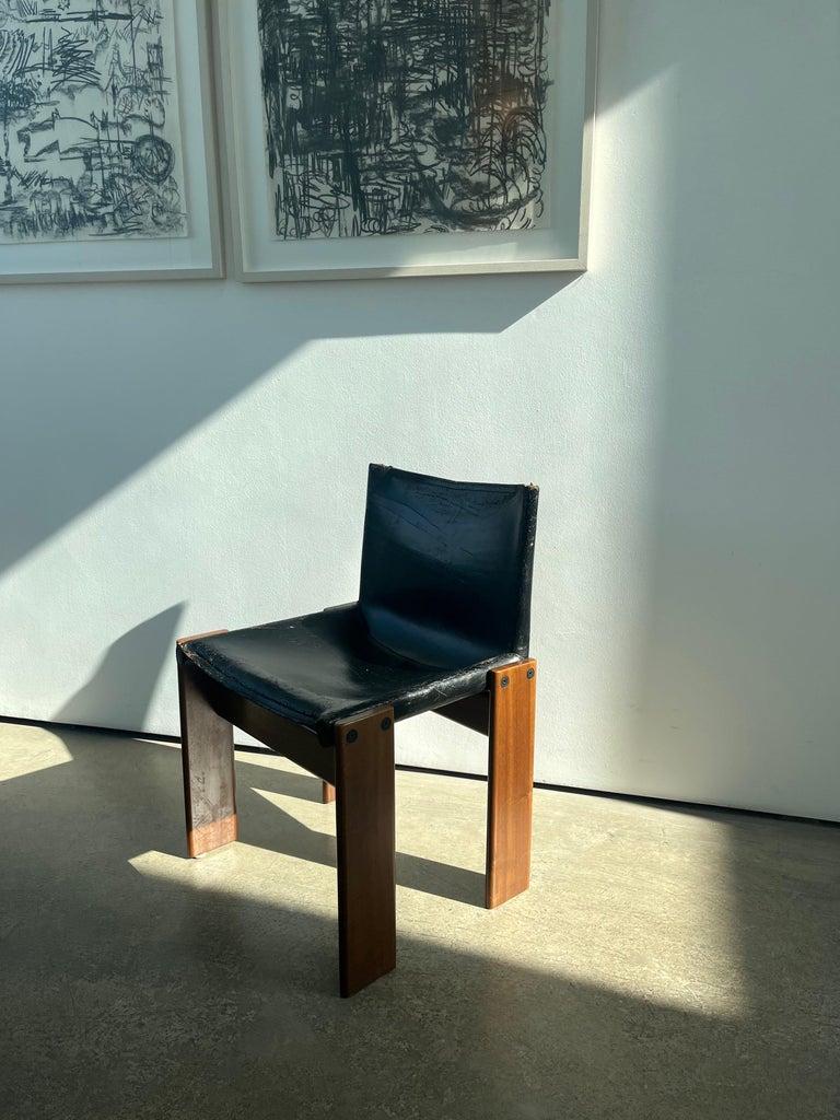 Leather Afra & Tobia Scarpa Monk Black Chair for Molteni, Italy, 1974 For Sale