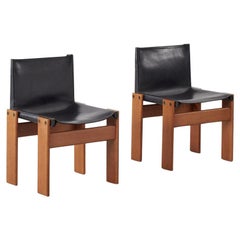 Used Pair Afra & Tobia Scarpa Monk Black Chairs for Molteni, Italy 1974