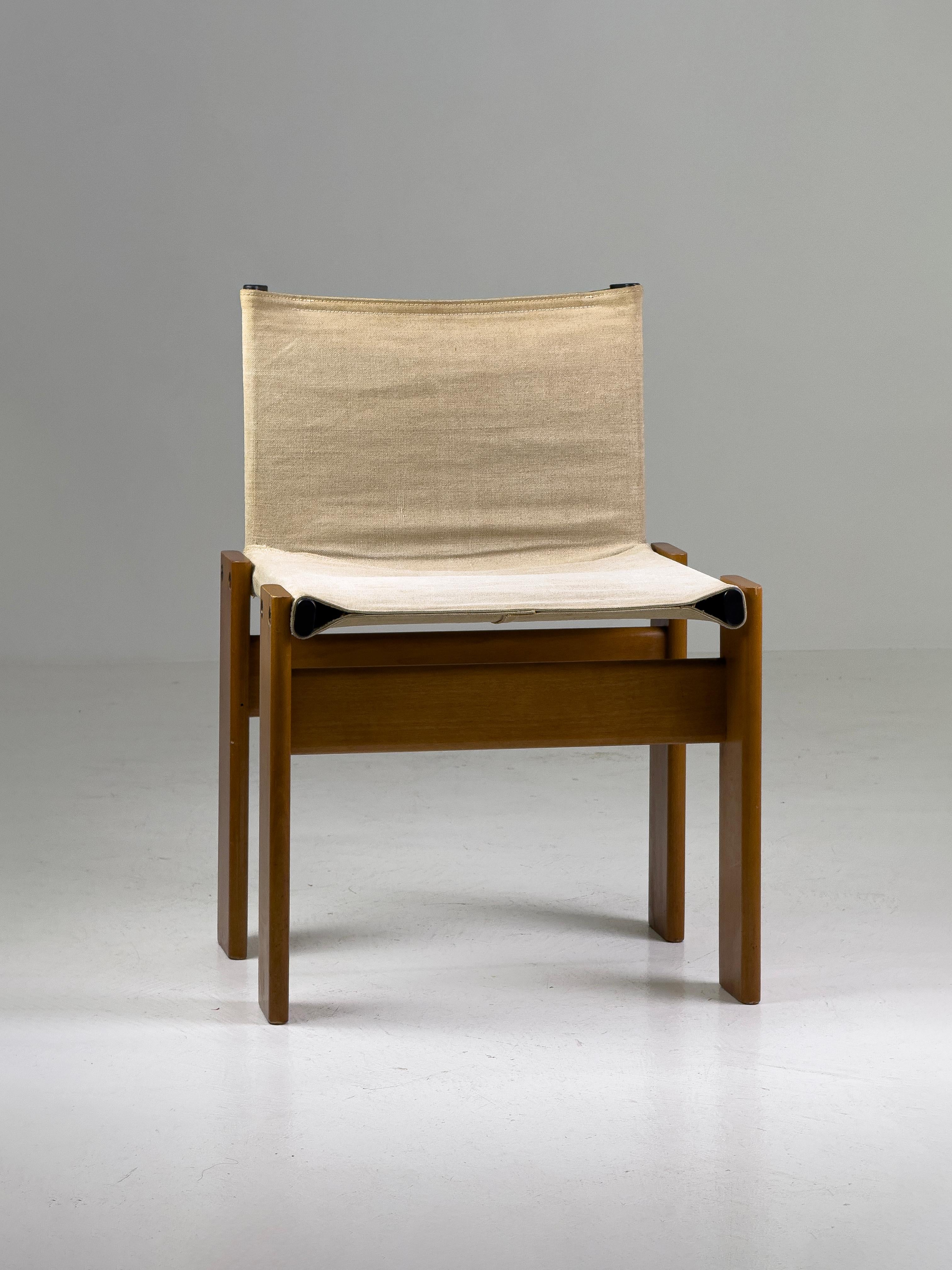 Afra & Tobia Scarpa Monk Chair for Molteni, 1970s – Walnut & Canvas For Sale 6