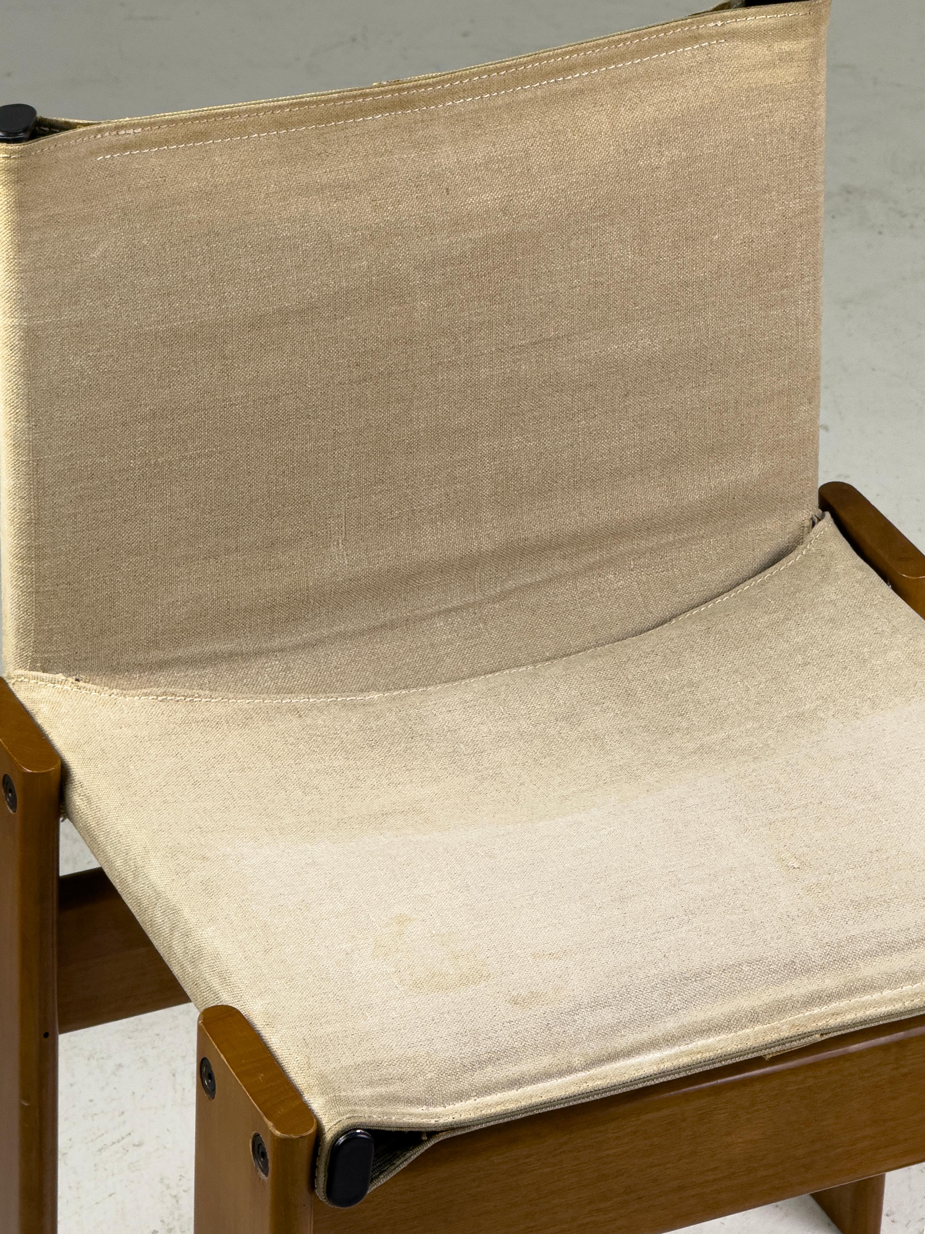 Afra & Tobia Scarpa Monk Chair for Molteni, 1970s – Walnut & Canvas For Sale 11