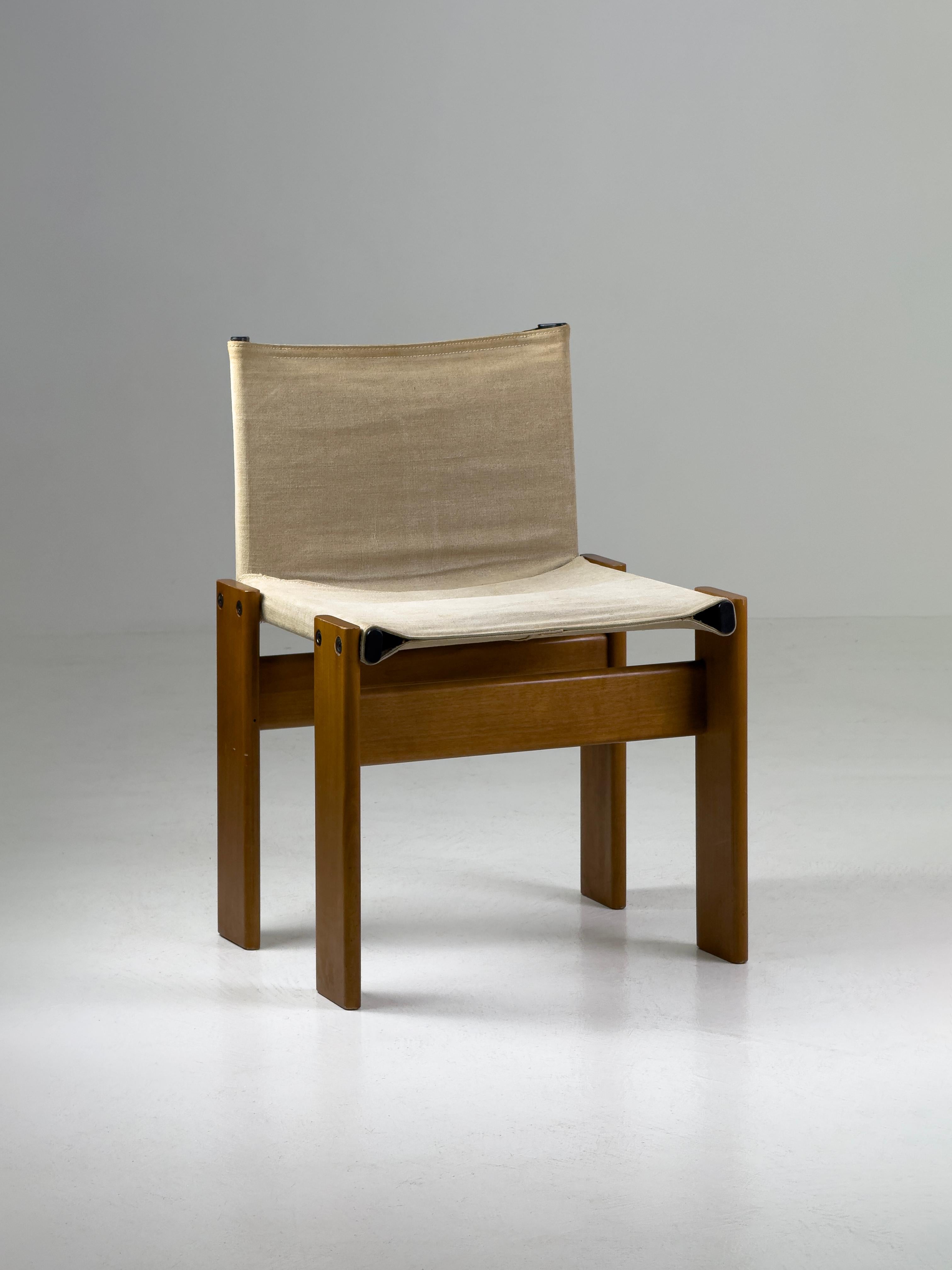 Afra & Tobia Scarpa Monk Chair for Molteni, 1970s – Walnut & Canvas For Sale 12