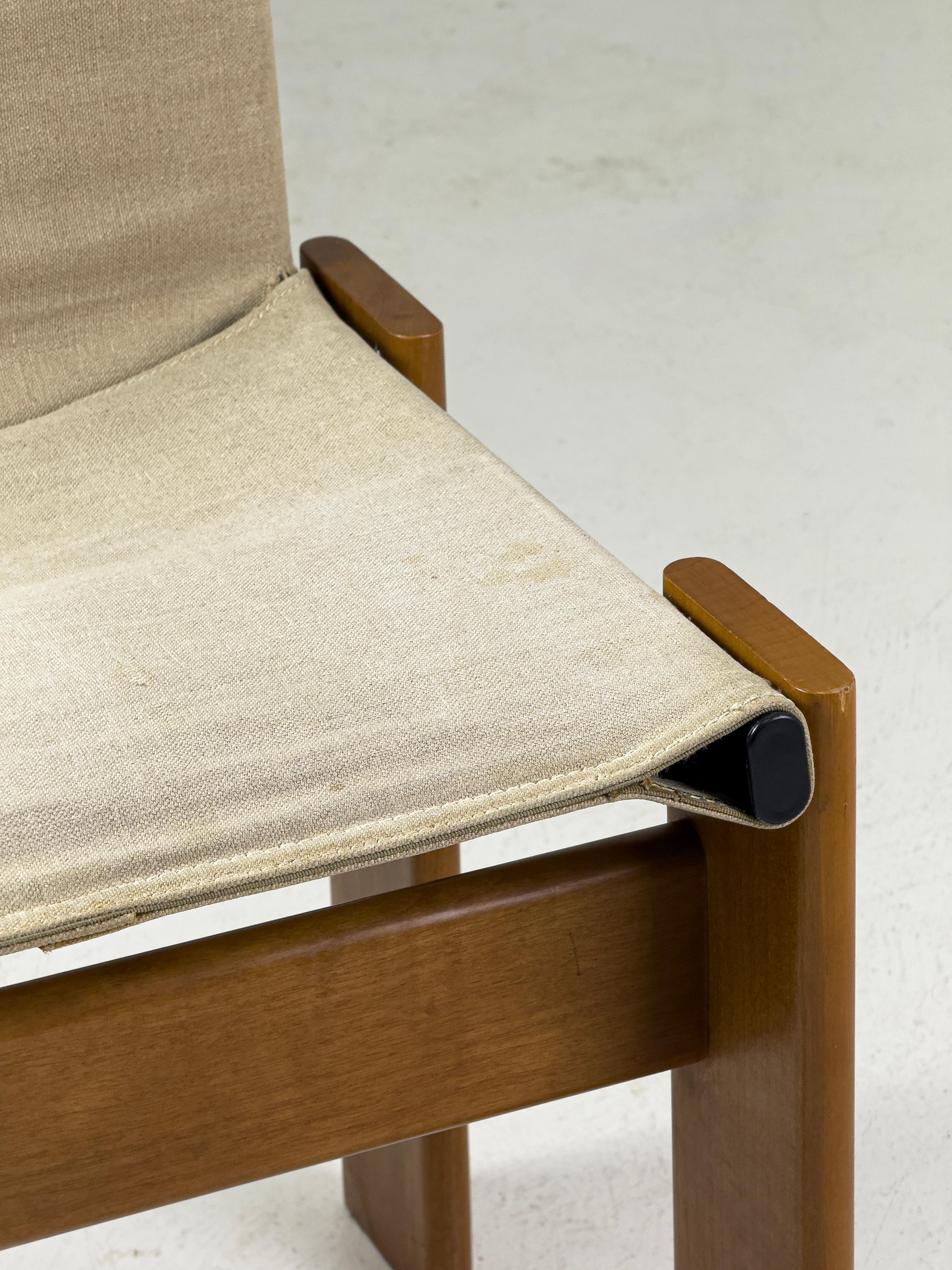 Afra & Tobia Scarpa Monk Chair for Molteni, 1970s – Walnut & Canvas For Sale 13