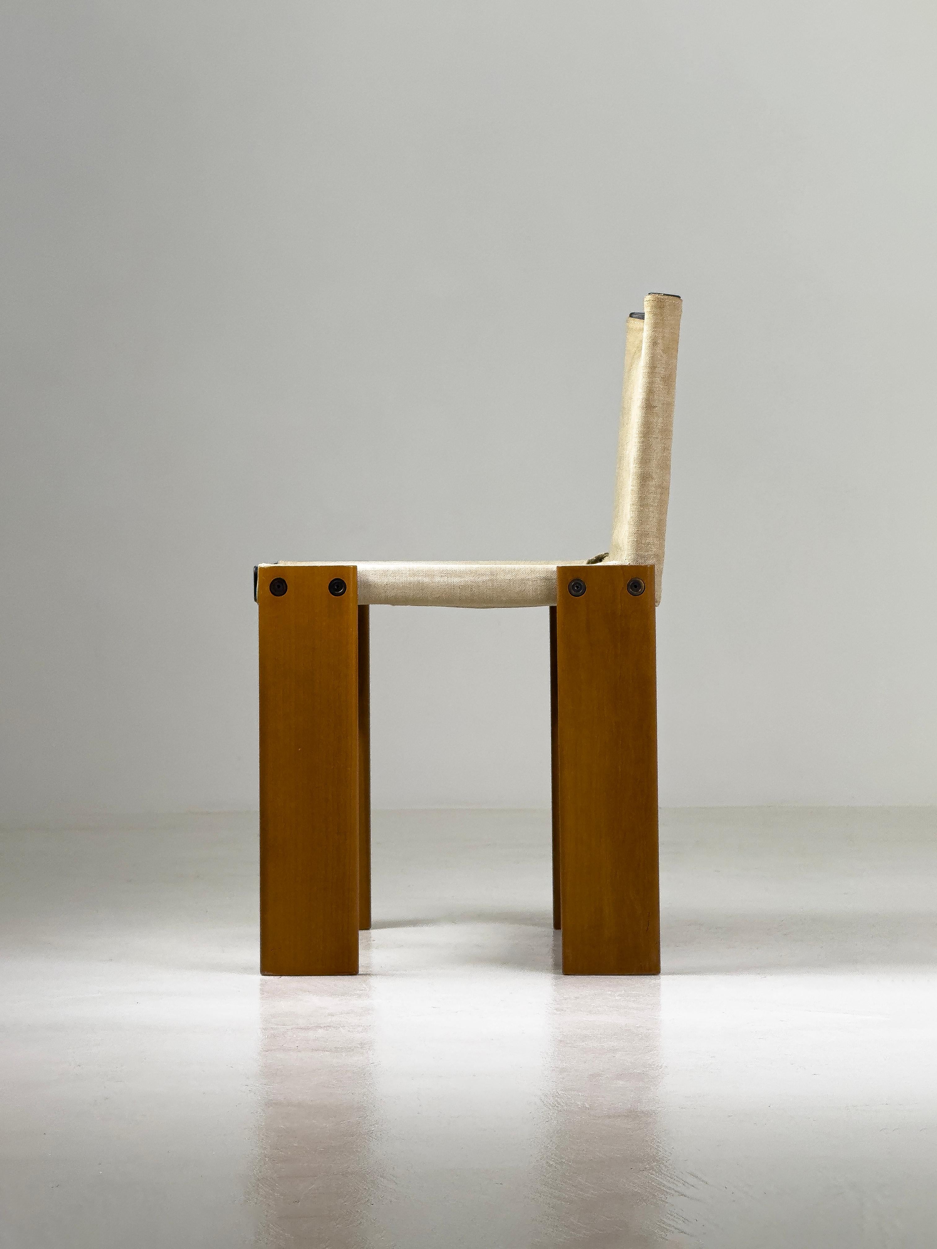 Afra & Tobia Scarpa Monk Chair for Molteni, 1970s – Walnut & Canvas For Sale 2