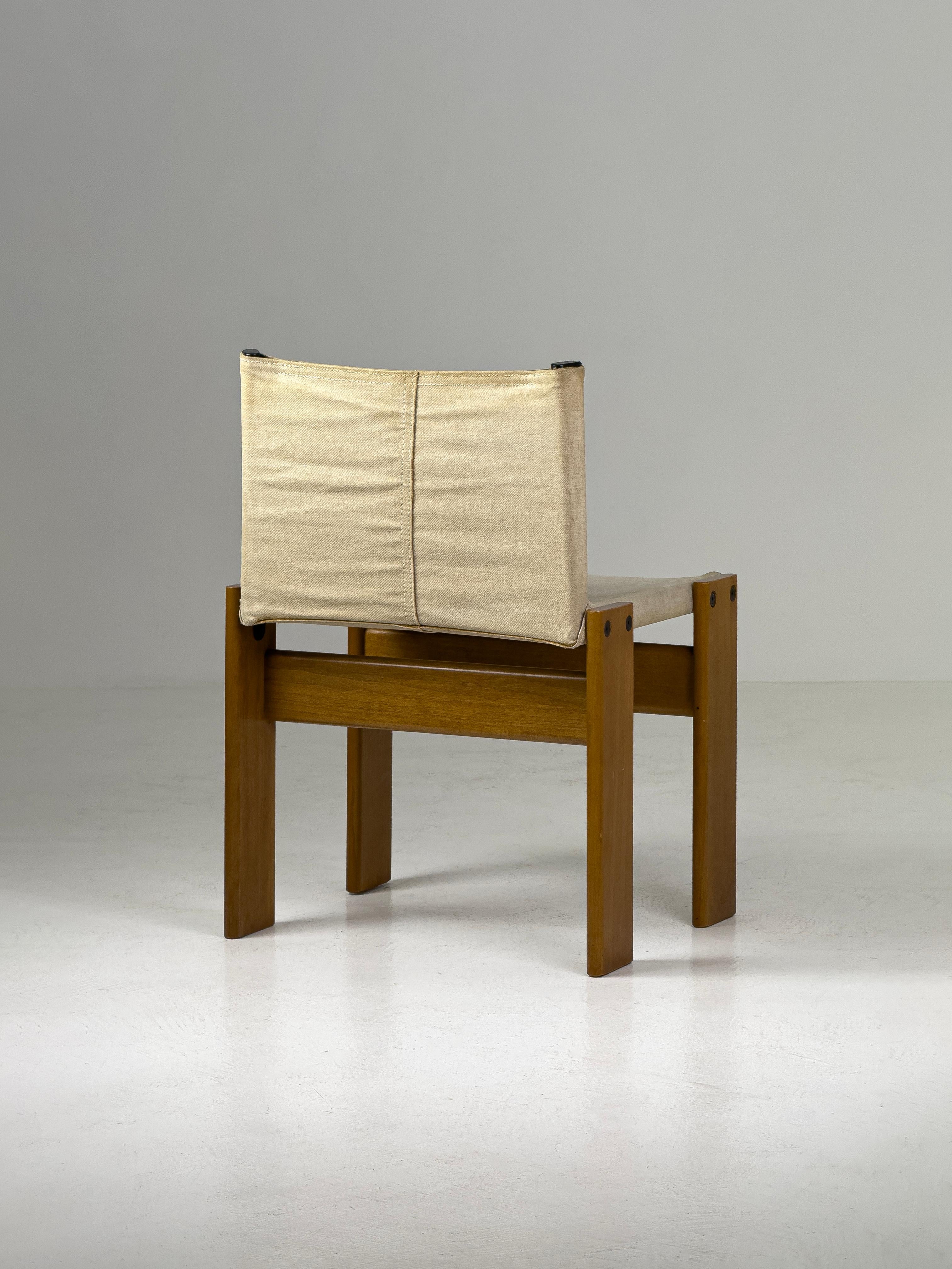 Afra & Tobia Scarpa Monk Chair for Molteni, 1970s – Walnut & Canvas For Sale 3