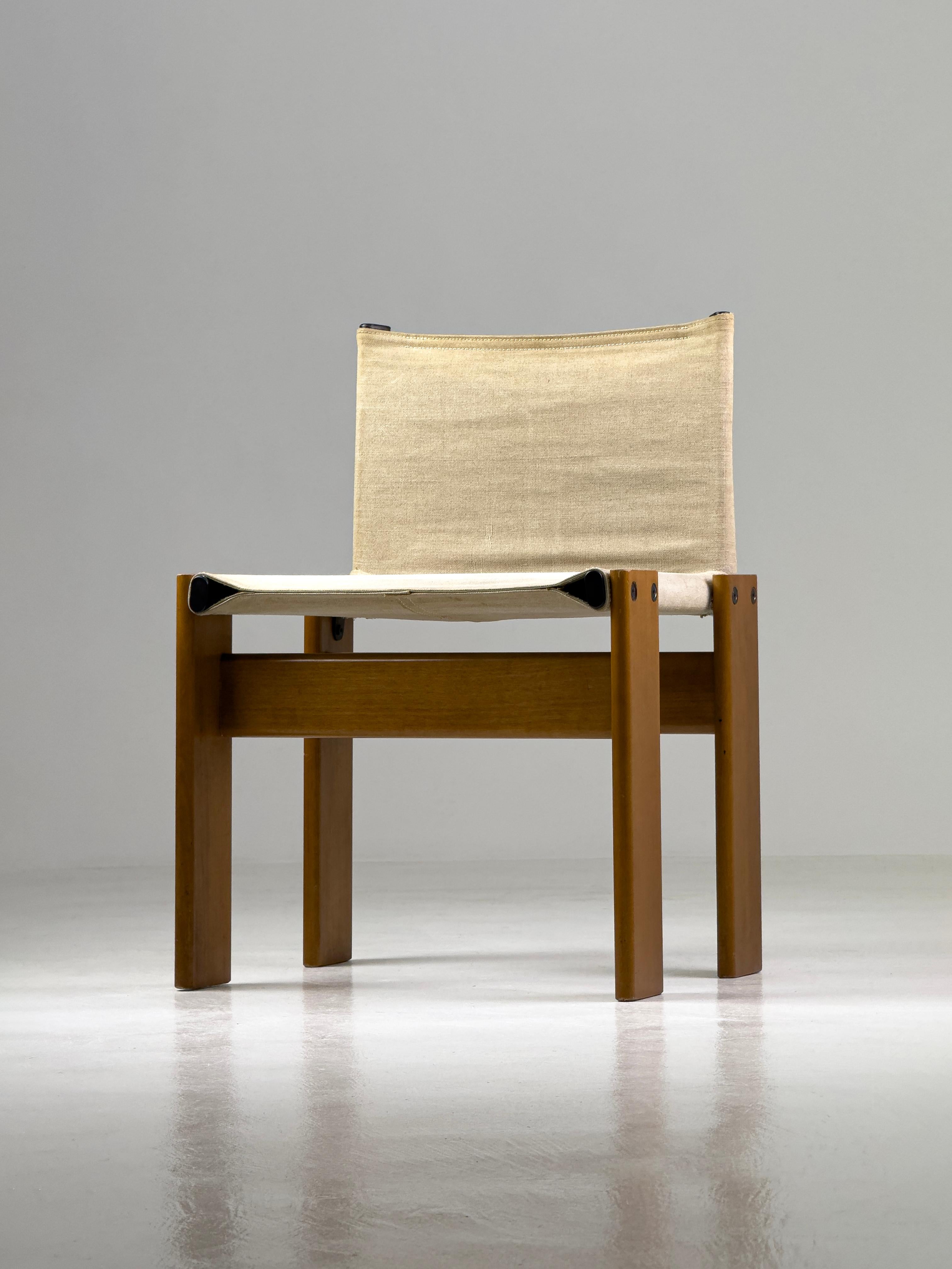 Mid-Century Modern Afra & Tobia Scarpa Monk Chair for Molteni, 1970s – Walnut & Canvas For Sale