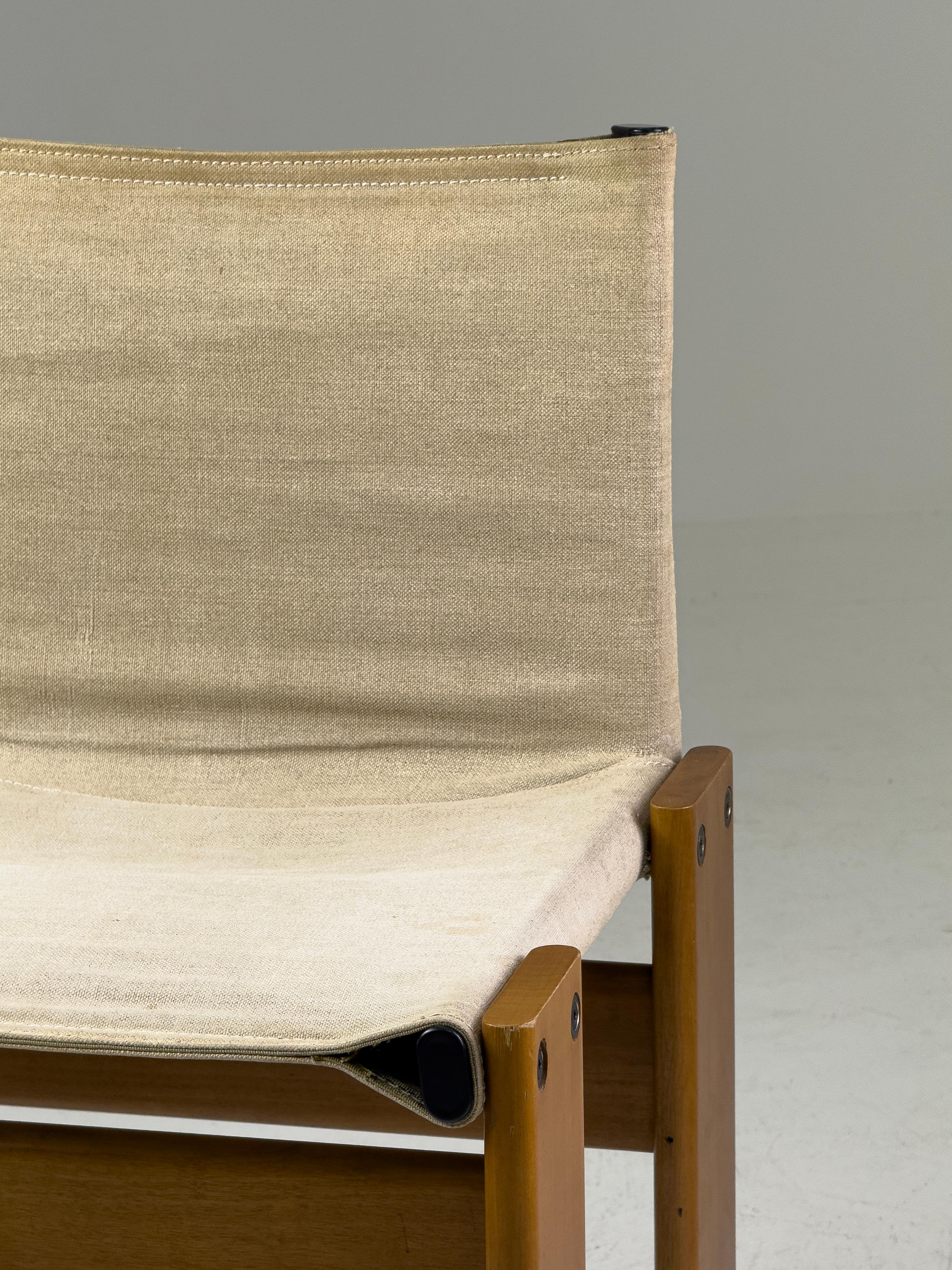 Afra & Tobia Scarpa Monk Chair for Molteni, 1970s – Walnut & Canvas For Sale 5