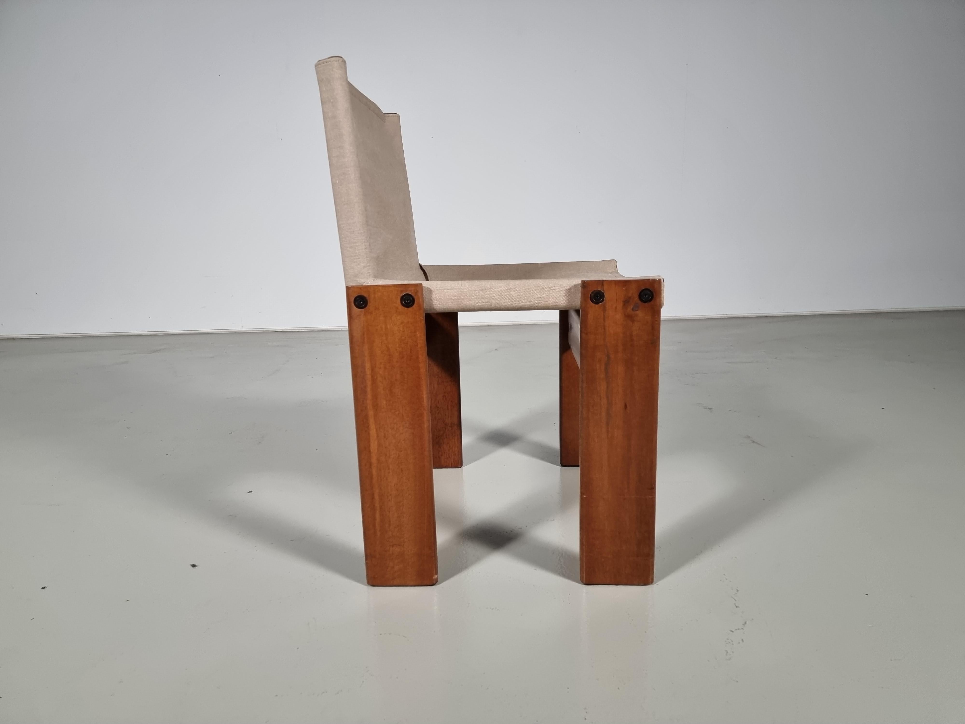 Mid-Century Modern Afra & Tobia Scarpa 'Monk' Chair in Canvas, 1970s