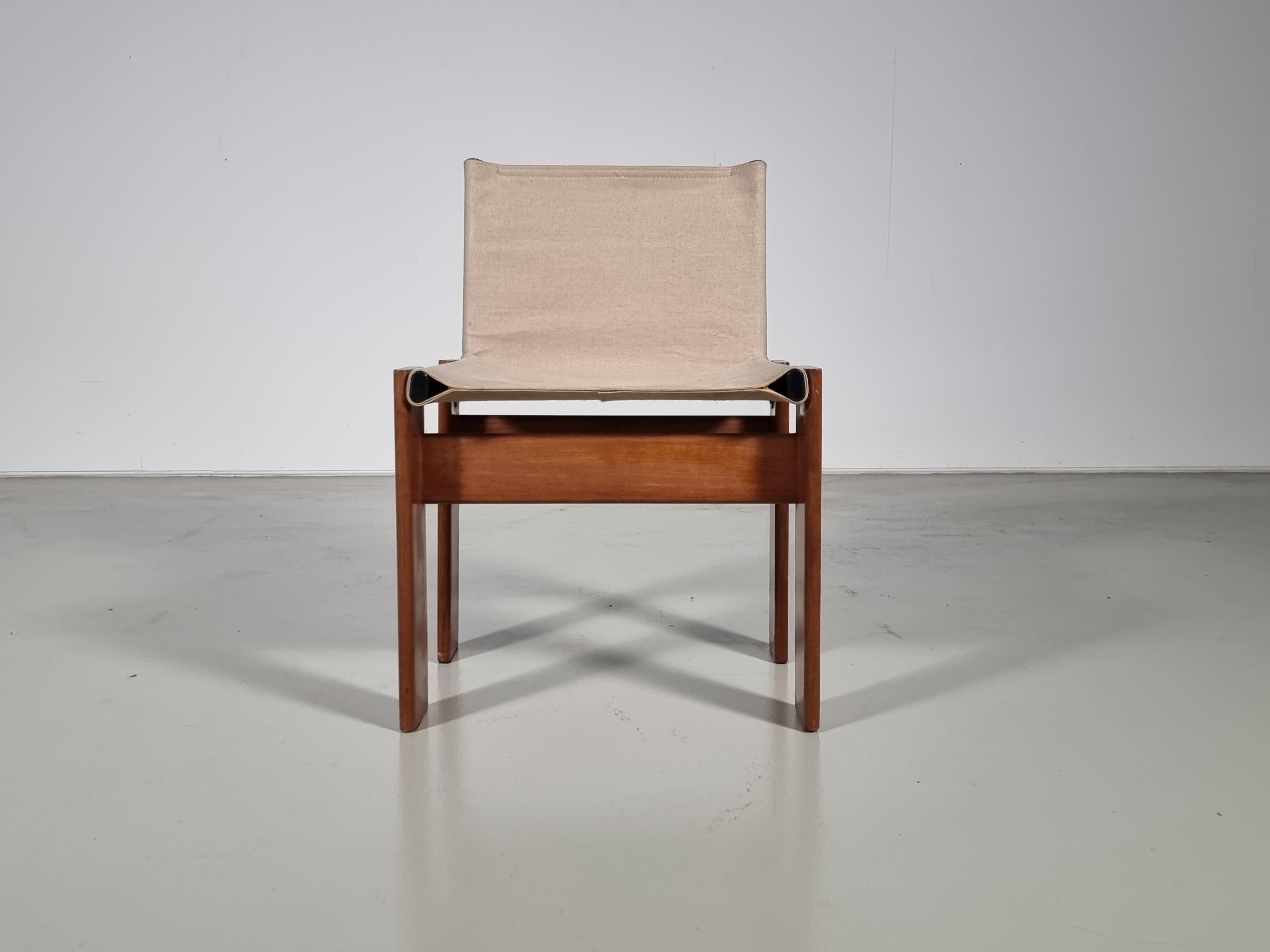 European Afra & Tobia Scarpa 'Monk' Chair in Canvas, 1970s