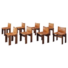 Afra 
Tobia Scarpa "Monk" Chairs by Molteni in Cognac Leather, 1974, Set of 8