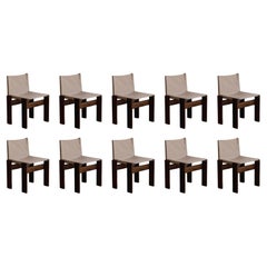 Afra & Tobia Scarpa "Monk" Chairs for Molteni, Ivory Canvas, 1974, Set of 10