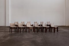 Afra & Tobia Scarpa "Monk" Chairs for Molteni, Ivory Canvas, 1974, Set of 12