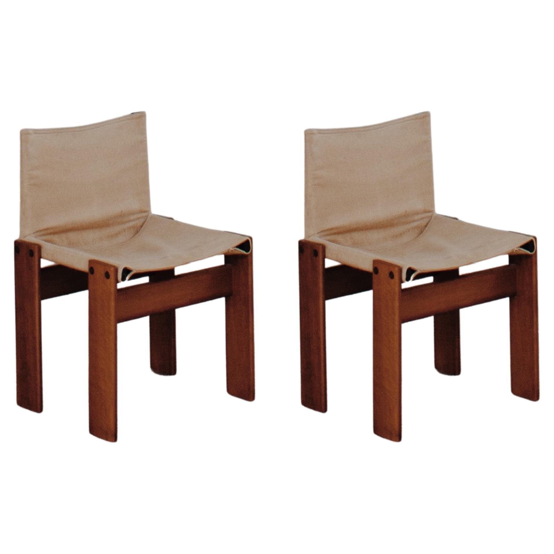 Afra & Tobia Scarpa "Monk" Chairs for Molteni, 1974, Set of 2