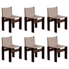 Afra & Tobia Scarpa "Monk" Chairs for Molteni, Ivory Canvas, 1974, Set of 6