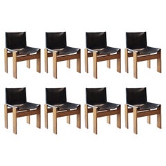 Afra & Tobia Scarpa "Monk" Dining Chairs for Molteni, 1974, Set of 8
