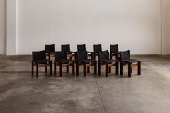 Afra & Tobia Scarpa „Monk“ Stühle für Molteni, Schwarzes Segeltuch, 1974, Set von 10 Stühlen