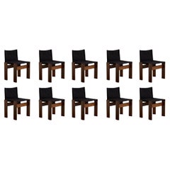 Afra & Tobia Scarpa "Monk" Chairs for Molteni, Black Canvas, 1974, Set of 10