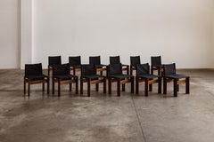 Afra & Tobia Scarpa chaises Monk pour Molteni, toile noire, 1974, lot de 12