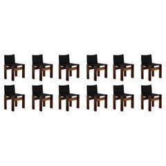 Afra & Tobia Scarpa "Monk" Chairs for Molteni, Black Canvas, 1974, Set of 12