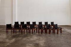 Sedie "Monk" di Afra & Tobia Scarpa per Molteni, Tela Nera, 1974, Set di 14