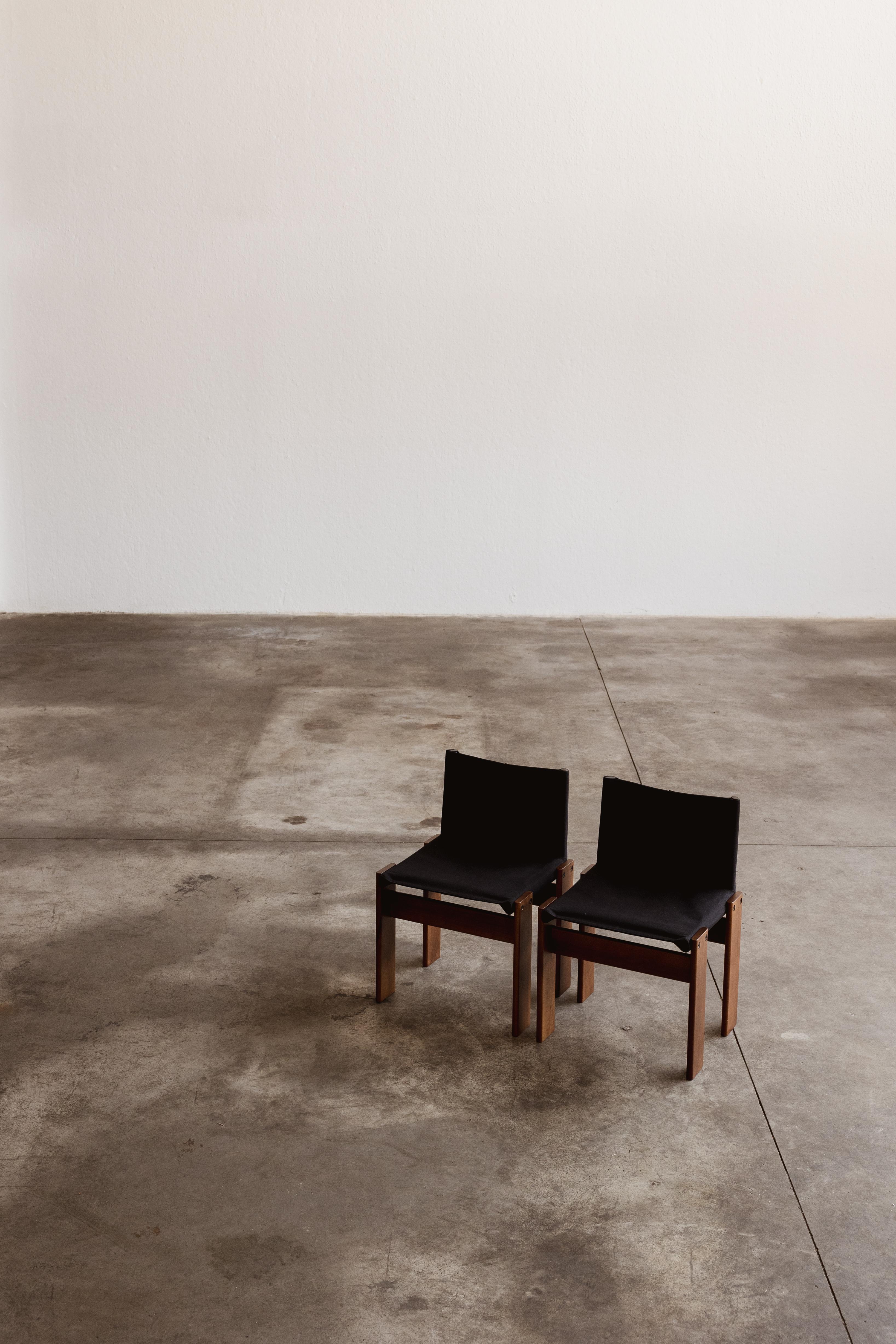 Afra & Tobia Scarpa „Monk“ Stühle für Molteni, Schwarzes Segeltuch, 1974, 2er-Set, Set im Angebot 5