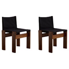 Afra & Tobia Scarpa "Monk" Chairs for Molteni, Black Canvas, 1974, Set of 2