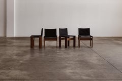 Afra & Tobia Scarpa "Monk" Chairs for Molteni, Black Canvas, 1974, Set of 4