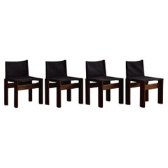 Afra & Tobia Scarpa "Monk" Chairs for Molteni, Black Canvas, 1974, Set of 4