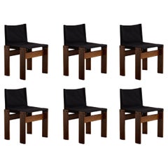 Afra & Tobia Scarpa "Monk" Chairs for Molteni, Black Canvas, 1974, Set of 6