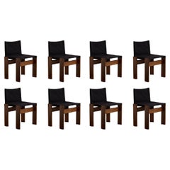 Afra & Tobia Scarpa "Monk" Chairs for Molteni, Black Canvas, 1974, Set of 8