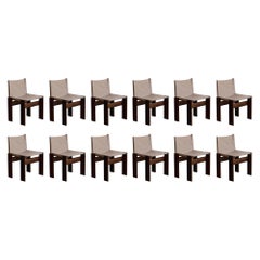 Afra & Tobia Scarpa "Monk" Chairs for Molteni, Ivory Canvas, 1974, Set of 12
