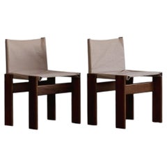 Chaises "Monk" Afra & Tobia Scarpa pour Molteni, toile ivoire, 1974, lot de 2