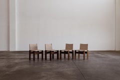 Afra & Tobia Scarpa "Monk" Chairs for Molteni, Ivory Canvas, 1974, Set of 4