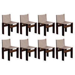 Afra & Tobia Scarpa "Monk" Chairs for Molteni, Ivory Canvas, 1974, Set of 8