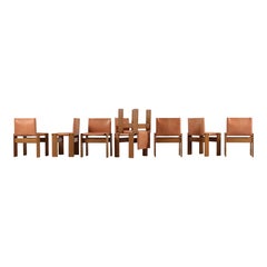Afra & Tobia Scarpa "Monk" Chairs for Molteni, Natural Leather, 1973, Set of 8