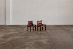 Chaises "Monk" Afra & Tobia Scarpa pour Molteni, cuir rouge, 1974, lot de 2