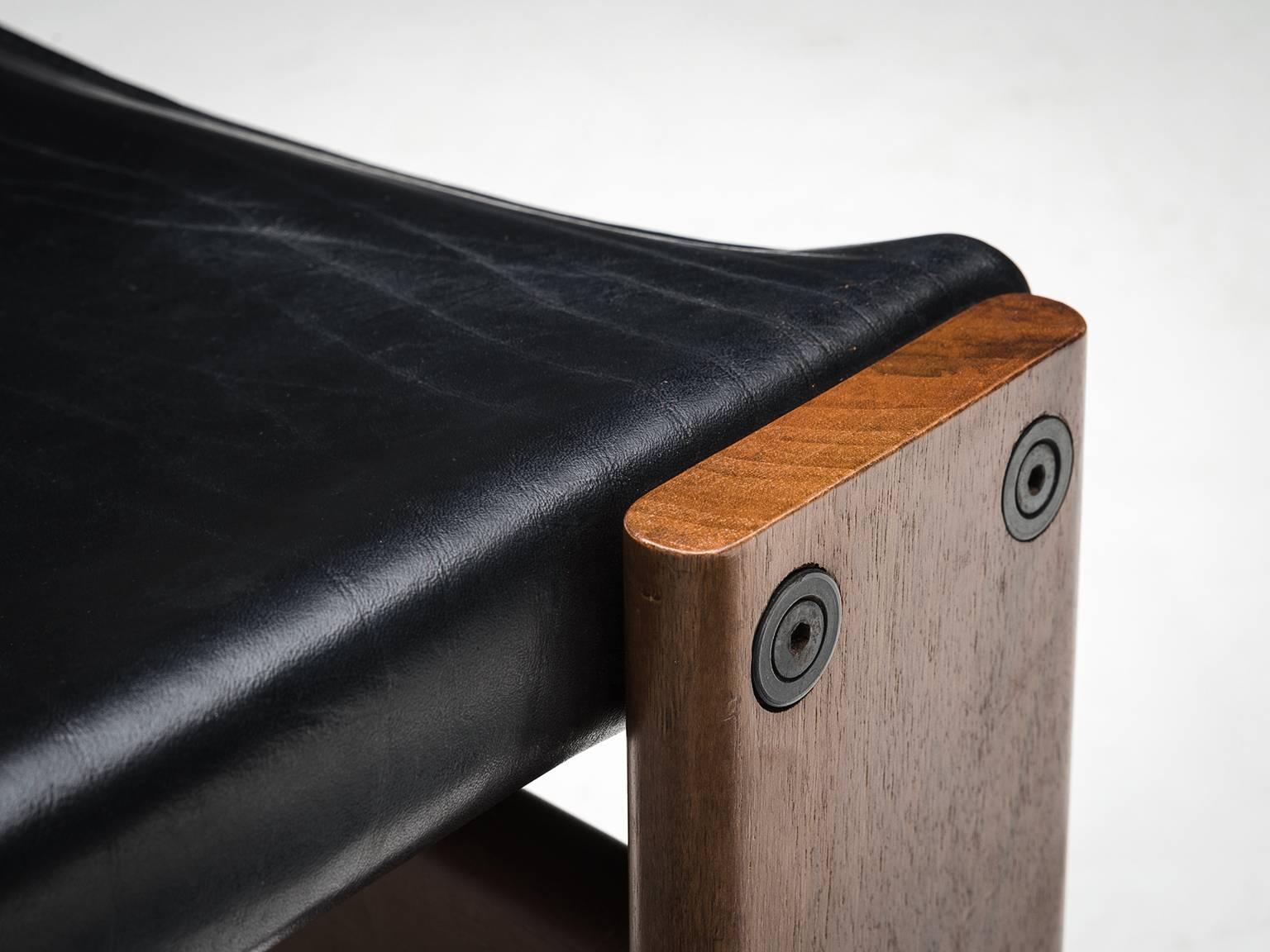 Afra & Tobia Scarpa 'Monk' Chairs in Black Leather In Good Condition In Waalwijk, NL