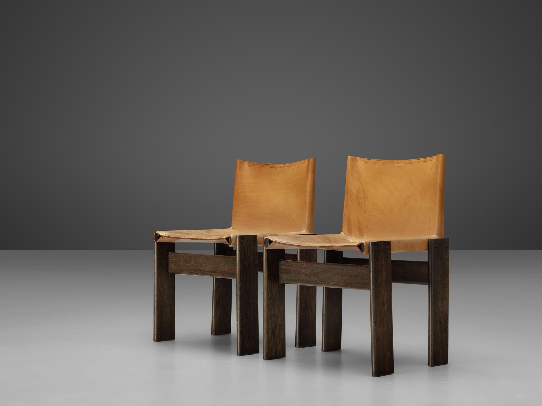 Afra & Tobia Scarpa 'Monk' Chairs in Cognac Leather 7