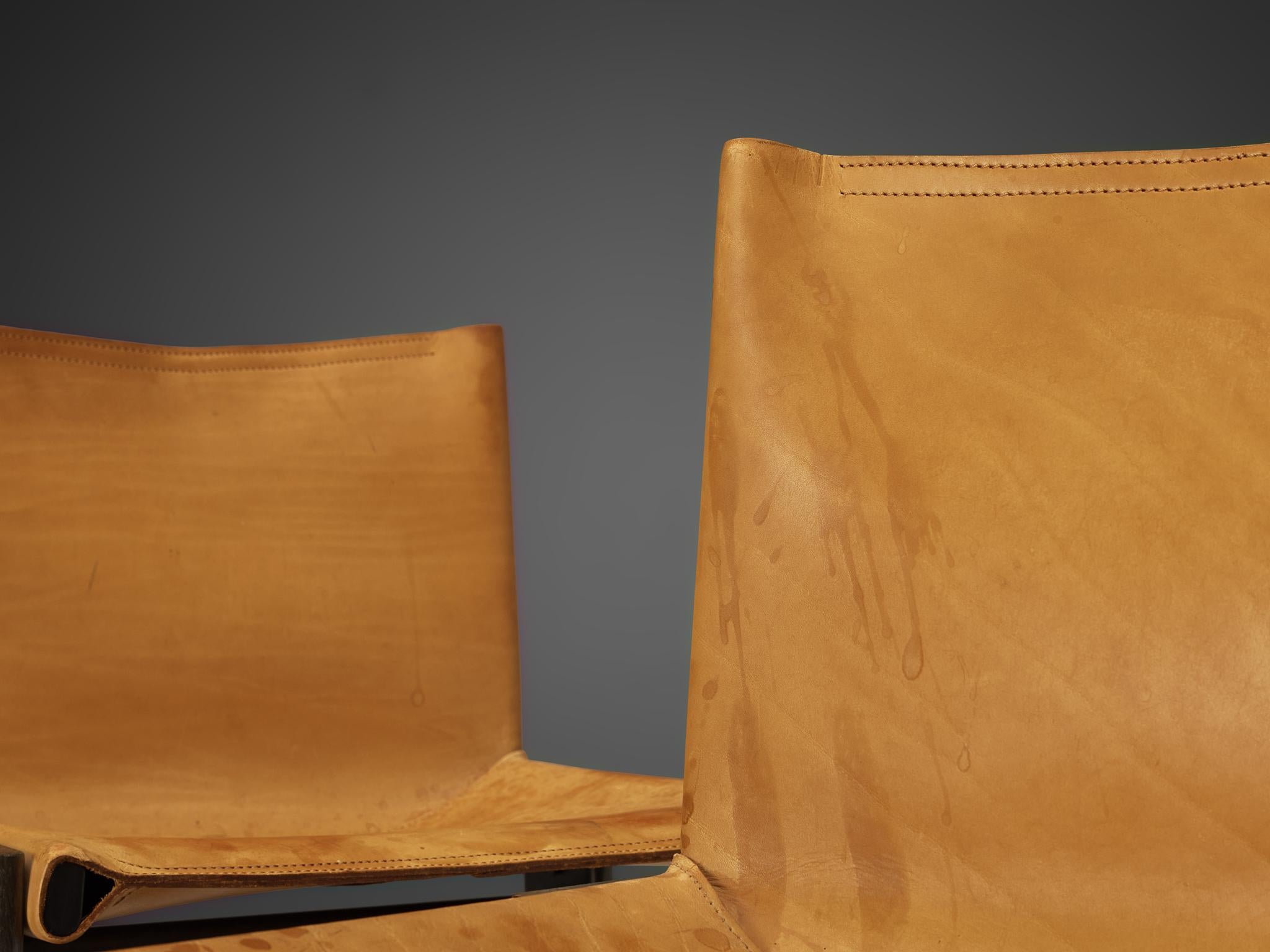 Afra & Tobia Scarpa 'Monk' Chairs in Cognac Leather 2