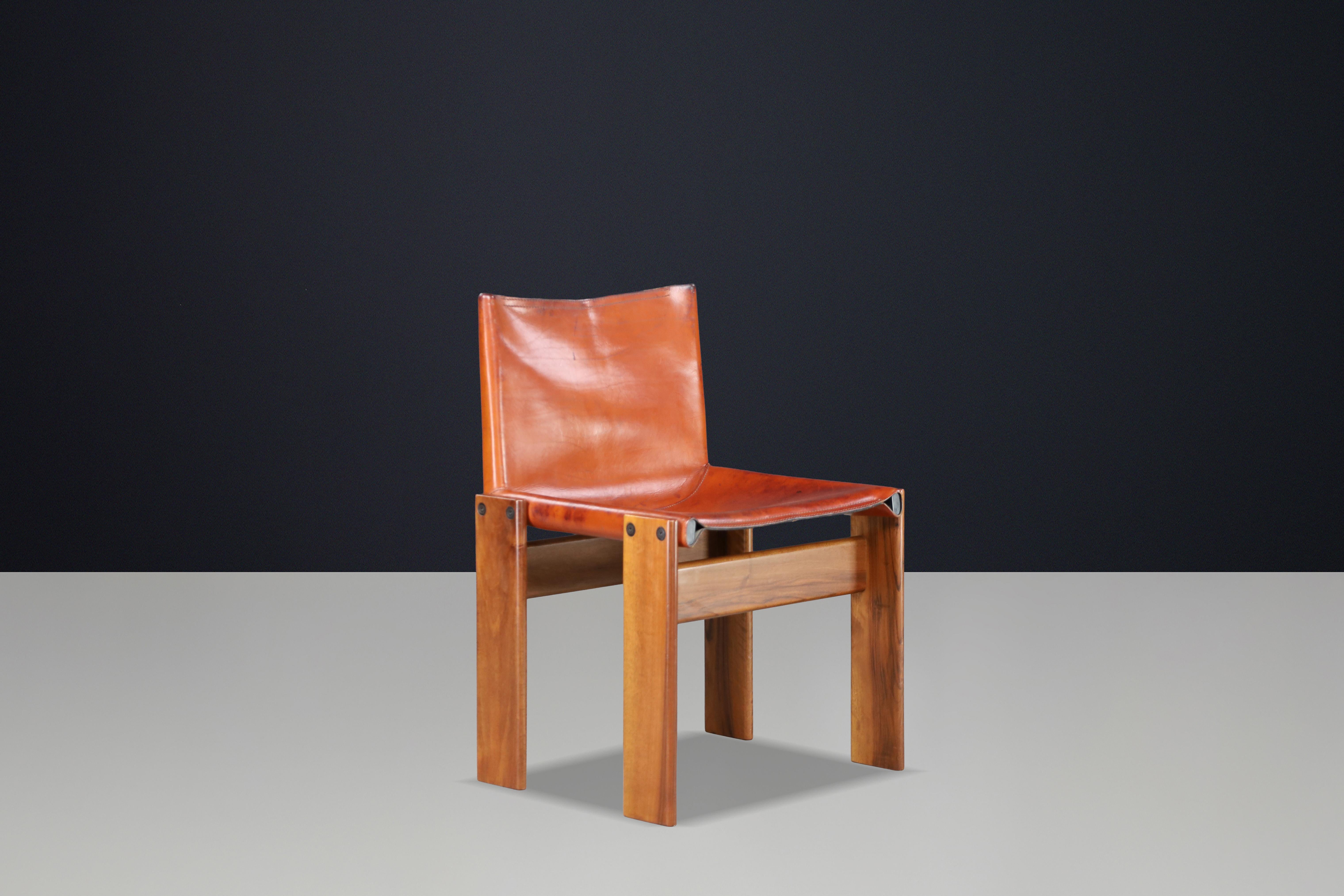 Afra & Tobia Scarpa ‘Monk’ Chairs in Patinated Leather & Walnut Frame, 1974 For Sale 8
