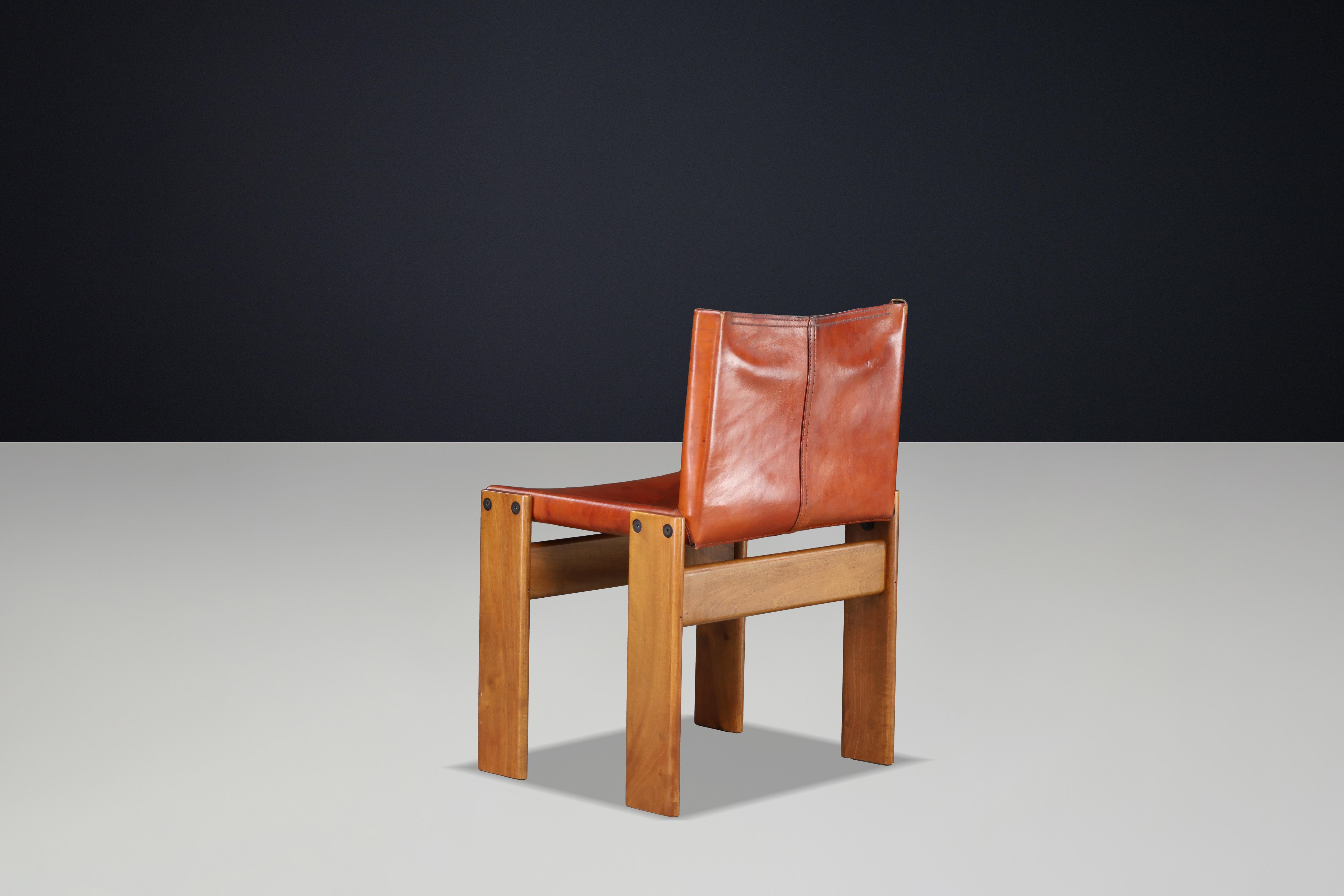 Afra & Tobia Scarpa ‘Monk’ Chairs in Patinated Leather & Walnut Frame, 1974 For Sale 10