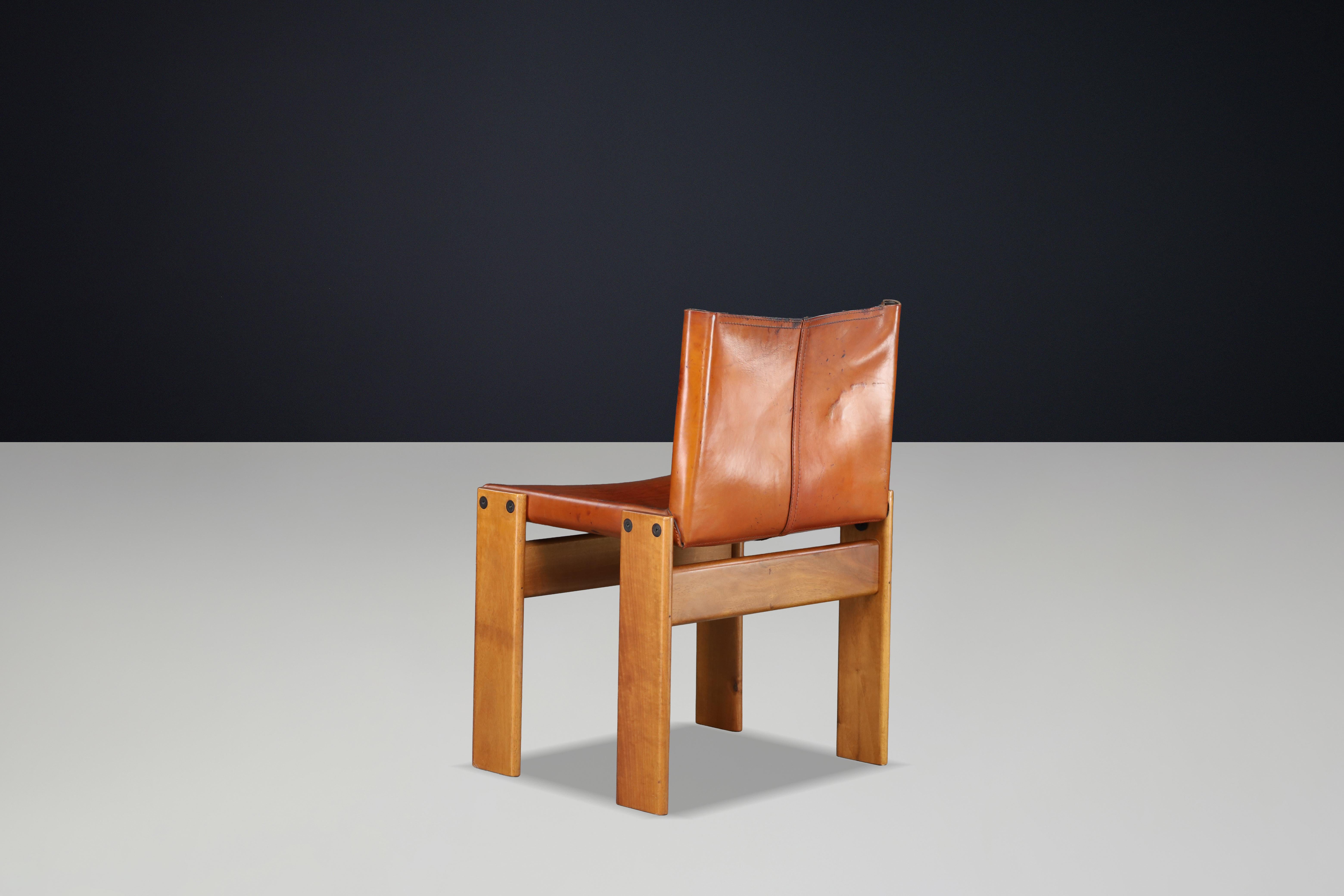 Afra & Tobia Scarpa ‘Monk’ Chairs in Patinated Leather & Walnut Frame, 1974 For Sale 11