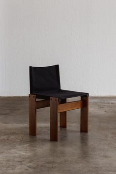 Afra & Tobia Scarpa "Monk" Dining Chair for Molteni, Black Canvas, 1974