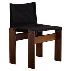 Afra & Tobia Scarpa "Monk" Dining Chair for Molteni, Black Canvas, 1974