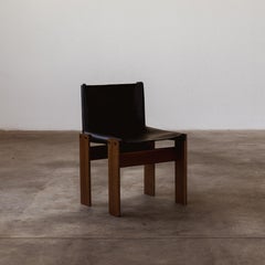 Afra & Tobia Scarpa "Monk" Dining Chair for Molteni, Black Leather, 1974
