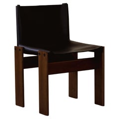 Silla de comedor "Monk" de Afra & Tobia Scarpa para Molteni, cuero negro, 1974