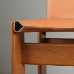 Afra & Tobia Scarpa "Monk" Esszimmerstuhl für Molteni, Naturleder, 1973