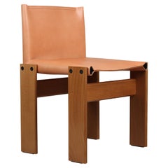 Afra & Tobia Scarpa "Monk" Esszimmerstuhl für Molteni, Naturleder, 1973