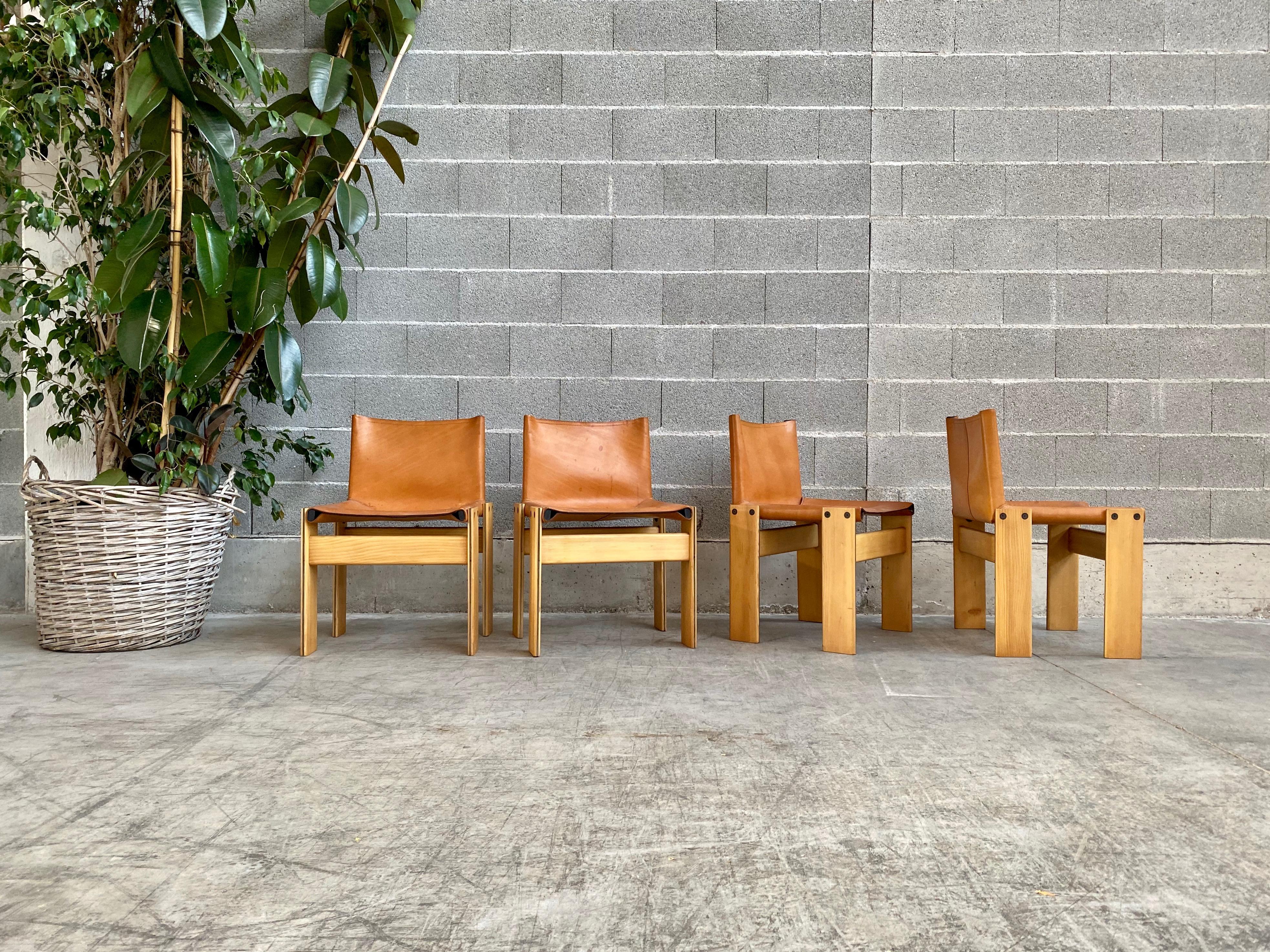 Mid-Century Modern Afra & Tobia Scarpa “Monk” Dining Chairs for Molteni, 1973, Set of 4