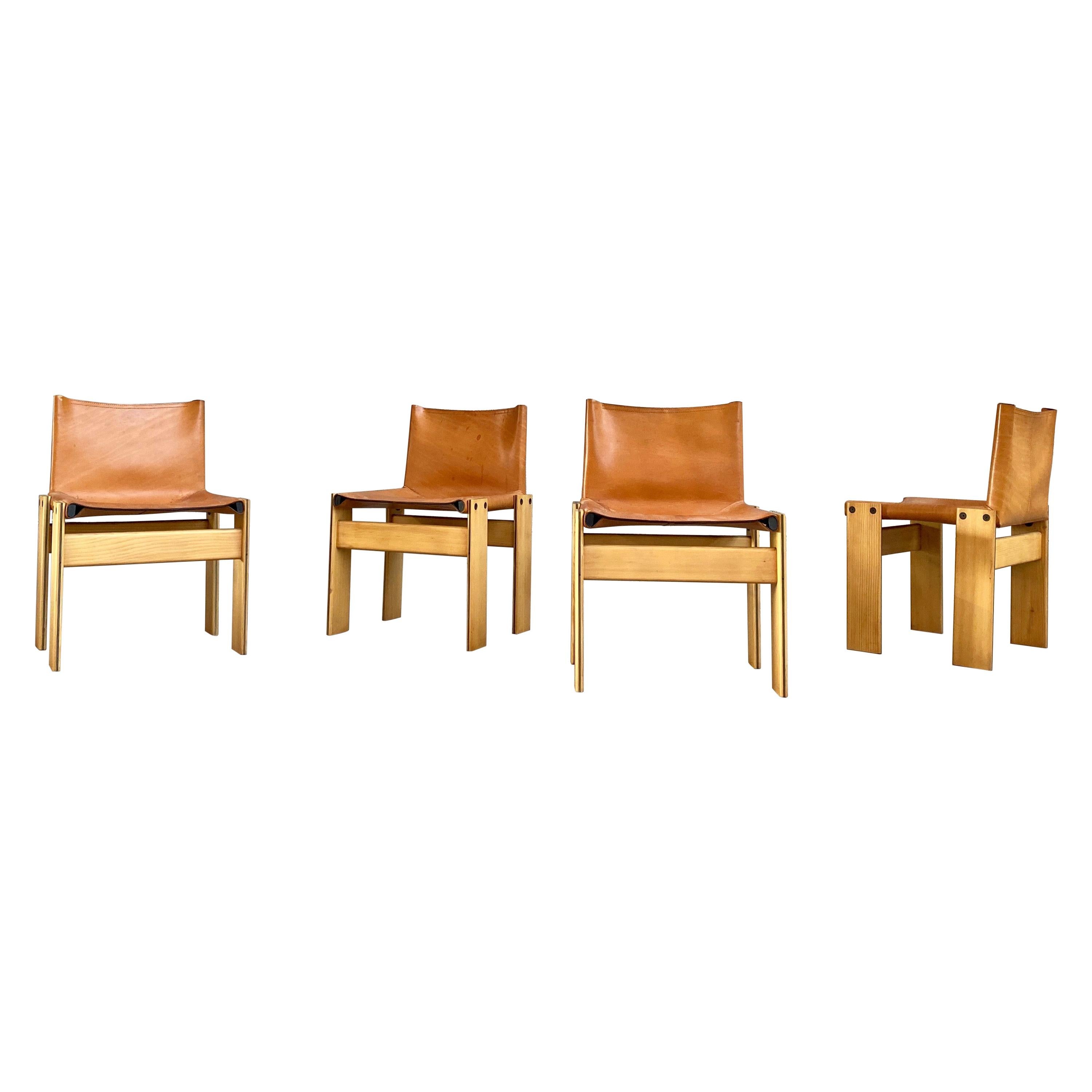 Afra & Tobia Scarpa “Monk” Dining Chairs for Molteni, 1973, Set of 4